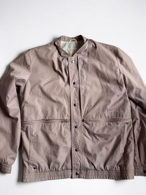 Vintage Minimalist Jacket Mens 36R Taupe Snap Front Lightweight Coat
